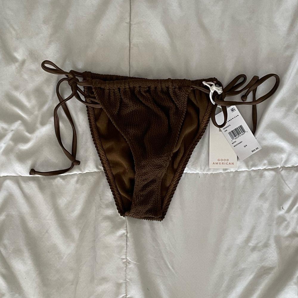 Good American Tie Brown/Mocha Bikini Bottoms